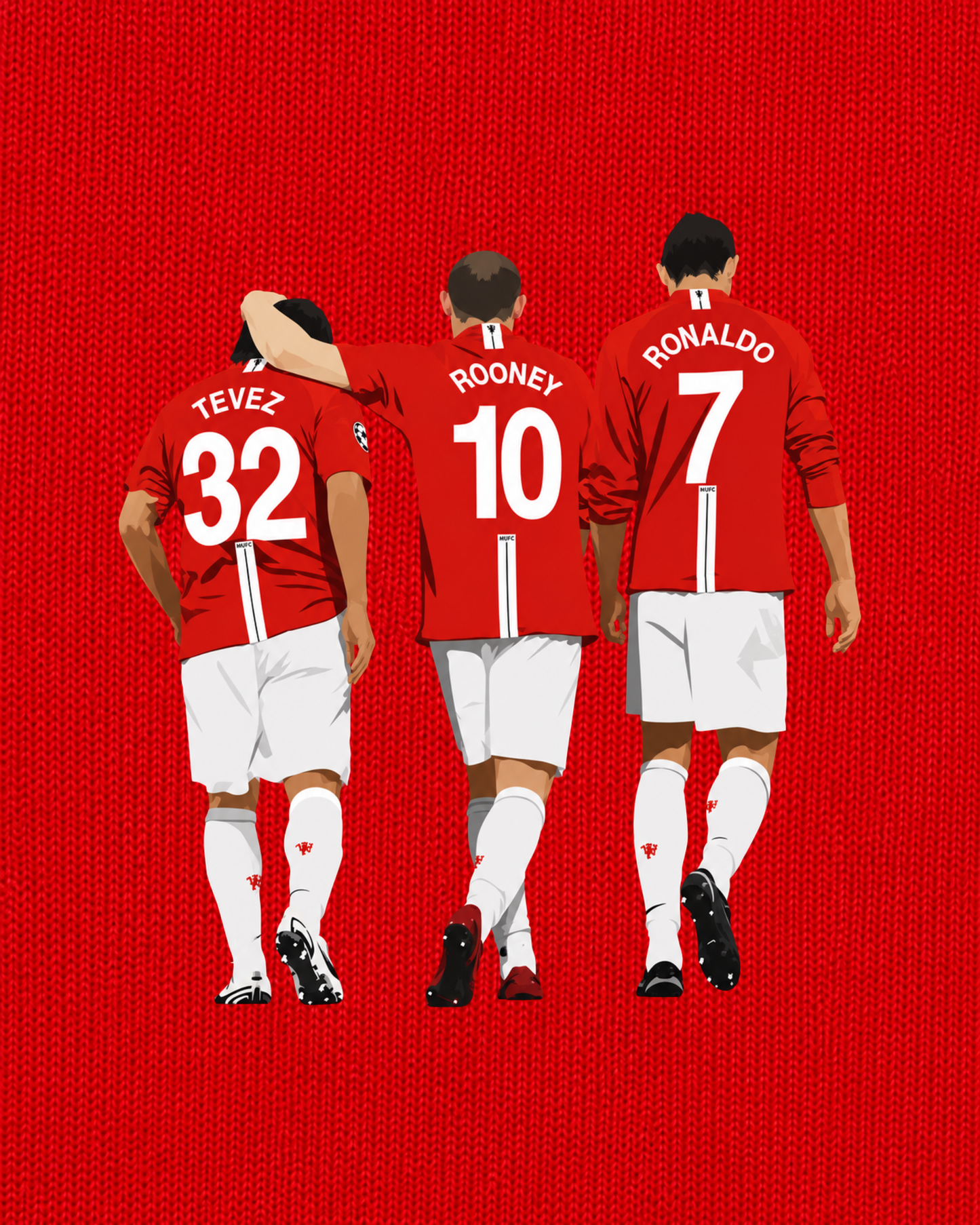 Manchester United - Tevez, Rooney, Ronaldo | Printed Club Classic T-Shirt